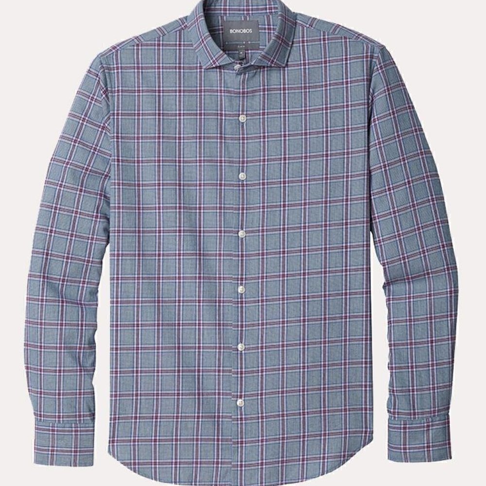 Bonobos Unbutton Down Slim Fit Blue and Purple Patterned Shirt